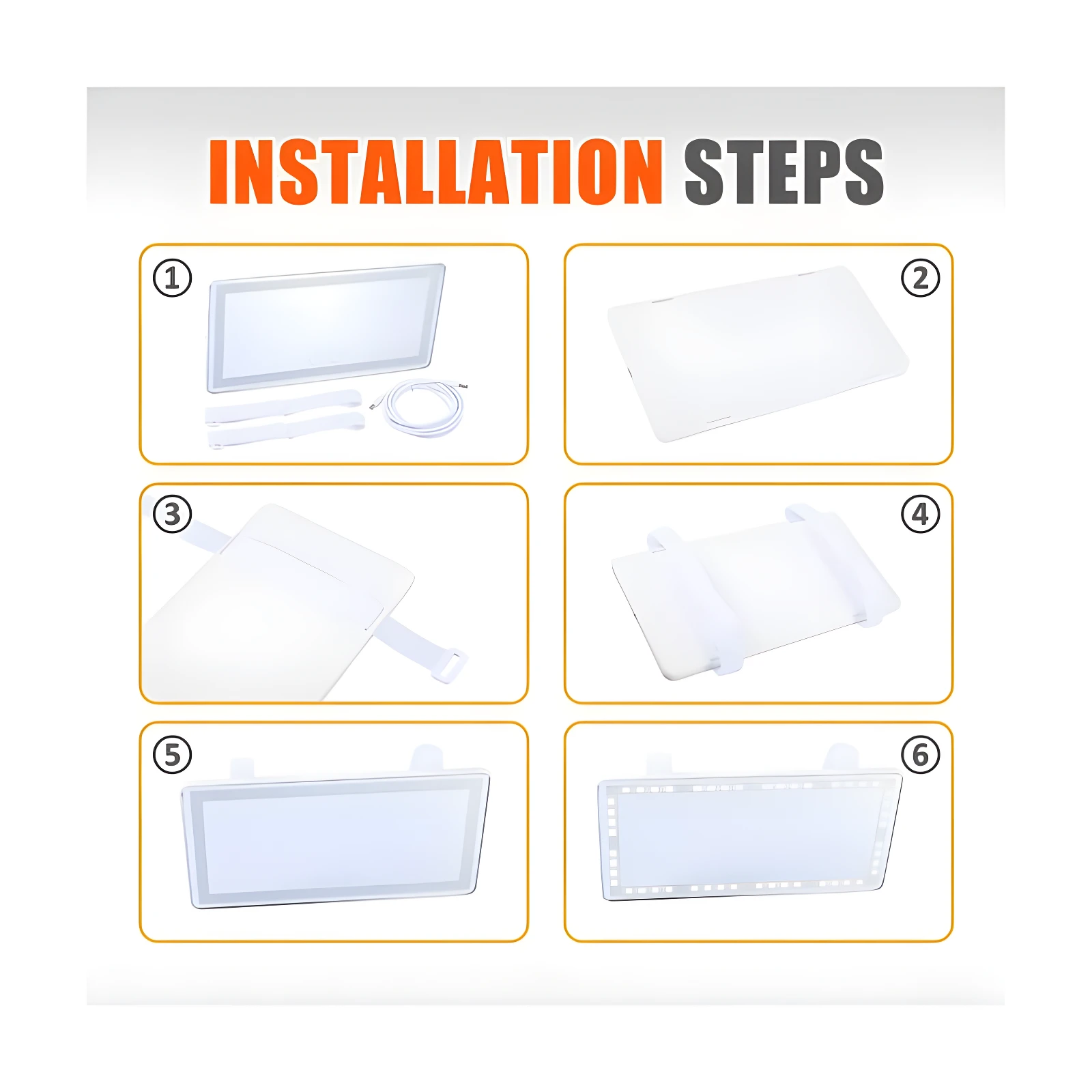 Espejo de maquillaje para carro con luz LED táctil, 3 tonos de luz, ideal para aplicar cosméticos.