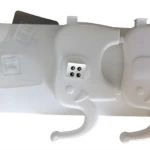 Soporte adhesivo blanco con forma de elefante, parte trasera con ganchos negros y almohadillas transparentes para pared.