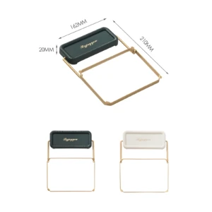 Estante filtro plegable esquinero de fregadero dorado con borde verde y logo "Byjoyyou".