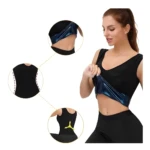 Faja sauna negra para mujer, moldea cintura y abdomen, con detalles de sudoración abdominal.