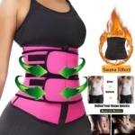 Faja reductora efecto sauna color rosa, ideal para maximizar sudoración y moldear abdomen mientras se practica deporte.