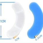 Set x2 filtros carbón activado curvos para fuente de agua de mascotas. Blanco: 11cm largo, 1cm grosor. Azul: 0.8cm grosor.