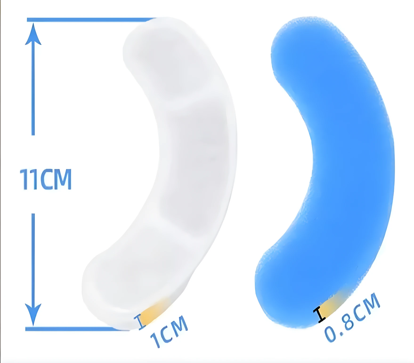 Set x2 filtros carbón activado curvos para fuente de agua de mascotas. Blanco: 11cm largo, 1cm grosor. Azul: 0.8cm grosor.