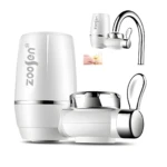 Set x2 filtros purificadores de agua Zoosen cerámicos 01 micra para grifo, blanco y cromo.