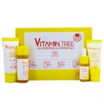 Set especial Vitamin Tree Grace Day con limpiador, tónico, suero, crema y parches, caja amarilla.