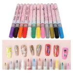Bolígrafos para arte en uñas con punta fina, varios colores brillantes, para diseños detallados.