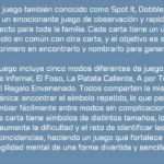 Texto del juego Spot It describiendo sus reglas y modos de juego.
