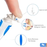 Kit limpieza oídos con punta espiral, mango ergonómico y estuche, elimina cera suavemente.