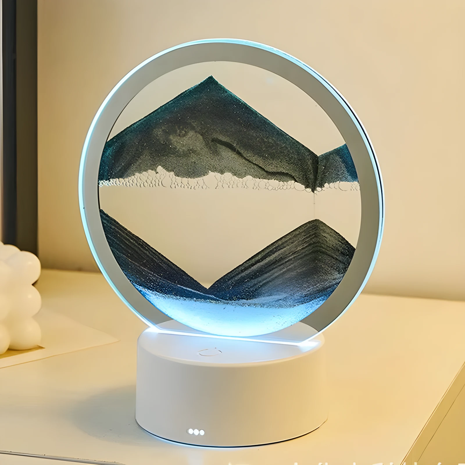 Lámpara 3D de arena movediza con luz RGB, paisaje montañoso dinámico, decoración relajante.