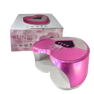 Lámpara de uñas UV LED profesional SUN BT-8, morada con forma de corazón y detalles brillantes, para secar esmaltes y geles.