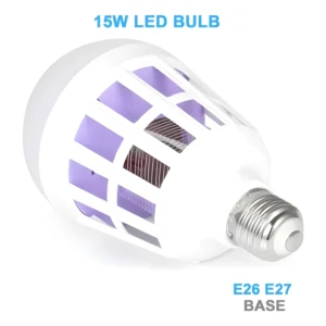 Bombilla LED 15W blanca con base E26/E27, para ahuyentar mosquitos e insectos.