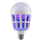 Lámpara electrónica antimosquitos de rosca con luz ultravioleta, ideal para interiores.