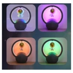 Lámpara LED astronauta flotante con base de luna, luz ambiental RGB y altavoz Bluetooth.
