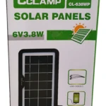 Panel solar portátil CC LAMP 6V 3.8W para cargar dispositivos móviles en exteriores, incluye cable USB.
