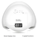 Lámpara UV LED para uñas blanca 48W con pantalla digital de tiempo y 4 funciones, seca geles.
