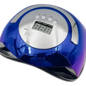 Lámpara para uñas Y15 120W azul brillante con pantalla digital y botones de tiempo.