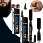 Set de lápiz EELHOE BEARD PEN negro con aplicador de cerdas para rellenar barba, mostrando puntas de micro-corte y cepillo mezclador.