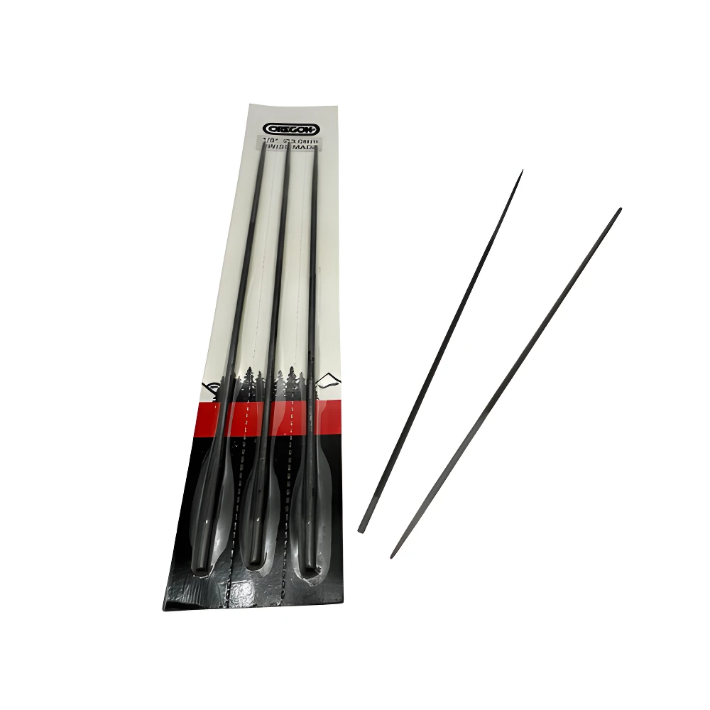 Limas redondas negras OREGON 7/32" (5.5 mm) para afilado, tres en empaque y dos sueltas.