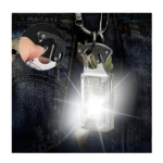 Linterna llavero 4 en 1 transparente con pantalla digital y gancho mosquetón en jeans.