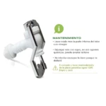 Grifo dispensador de agua magnético blanco y cromo para purificador 14L, con instrucciones de mantenimiento con vinagre.