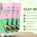 Tres empaques de Mascarilla Facial de Arcilla Karité Aguacate, verde, limpiador de poros, 20 ml.