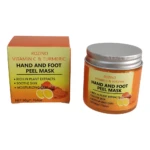 Mascarilla exfoliante para manos y pies ROZINO con Vitamina C y Cúrcuma, en caja y frasco, 50g.