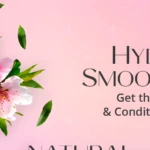 Mascarilla labial rosada en frasco con aplicador, rodeada de flores blancas y hojas. Texto: "Reclaim HYDRATED, SMOOTH LIPS!".