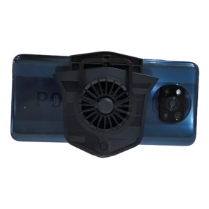 Mini ventilador disipador USB negro para móvil gamer, se acopla en parte trasera, enfría durante uso intensivo.