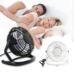 Mini ventilador USB negro para escritorio, ajustable 360°, ideal para refrescar tu espacio de trabajo.