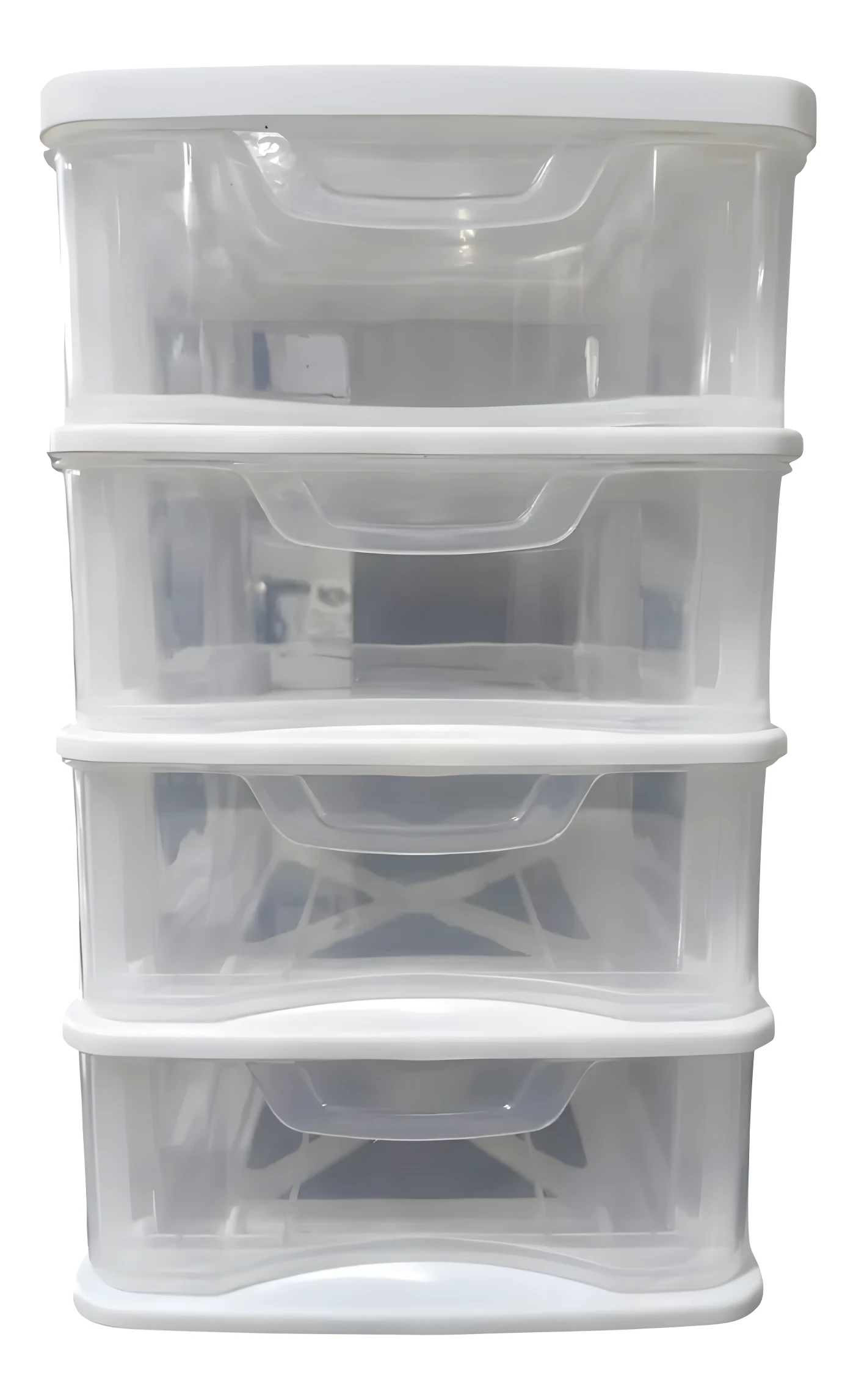 Organizador de escritorio transparente con 4 cajones, ideal para oficina, joyas y cosméticos.