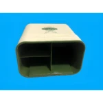 Vista superior de organizador de cubiertos Shallow color crema y verde oliva, con tres compartimentos internos y tapa marcada.