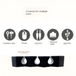 Organizador de cables negro con ranuras para audífonos, mouse, audio, red y datos. Espacio para cables de 6mm/0.236in.