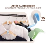 Perchas de ahorro de espacio para ropa, en colores azul, verde, blanco y rosa, para colgar ropa en cascada.