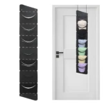 Organizador de gorras negro colgante con 7 compartimentos. Incluye juego de 2 unidades.