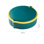 Organizador multipropósito de 4 compartimentos, color verde azulado y amarillo, con tapa dividida y medidas 246mm x 80mm.