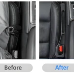 Antes y después: organizador de asiento de coche evita que objetos caigan en hueco lateral.
