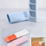 Organizadores de pastillas de viaje, azul, rosa y blanco con 3 compartimentos cada uno, ideal para uso diario.