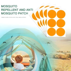 Parches redondos naranjas para exterior, ideales para camping, repelen mosquitos.