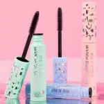 Pestañina pastel a prueba de agua Trendy, 3 tubos de colores mint, azul y rosa con diseños.