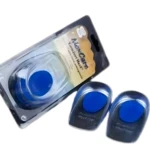 Plantillas de gel ortopédicas azules para aliviar el cansancio y dolor en los pies.