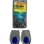 Plantillas de gel ortopédicas para alivio del dolor de talón, empaque y dos unidades visibles.