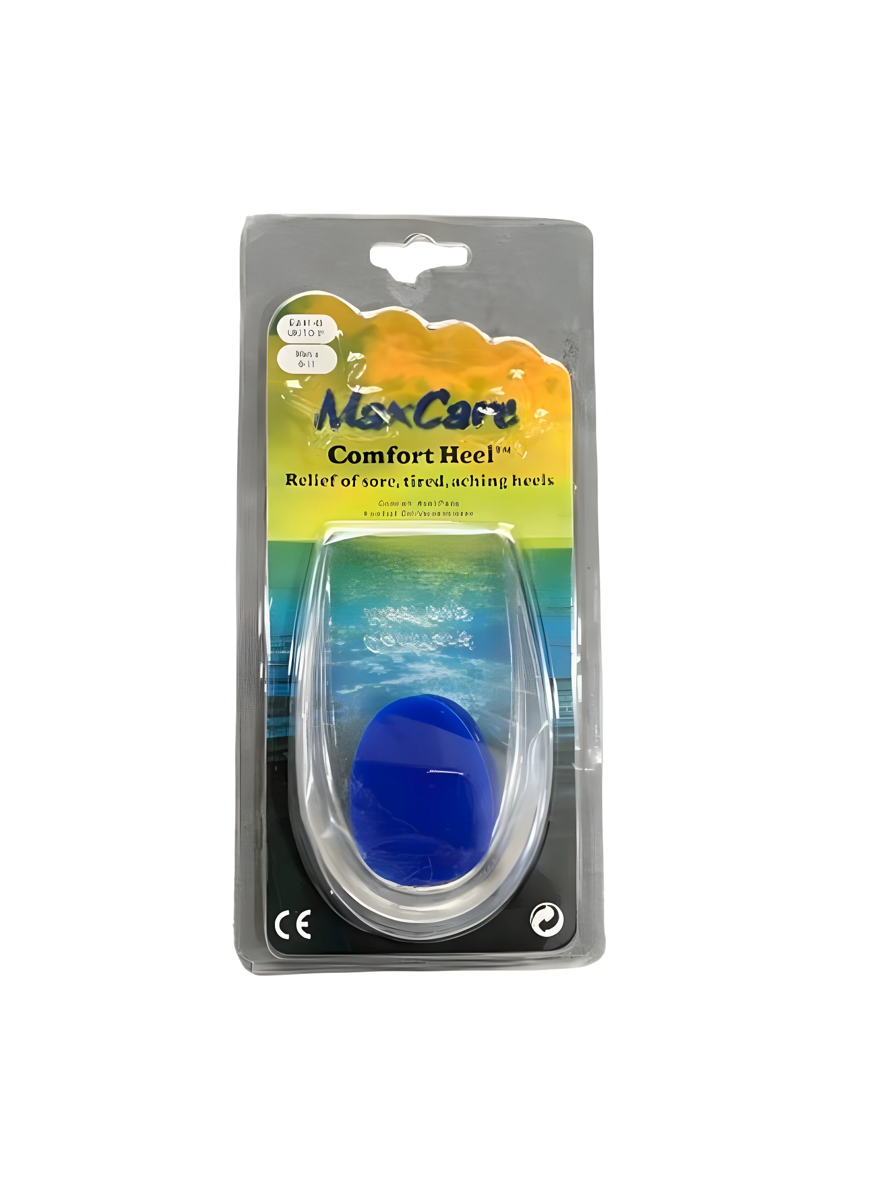 Plantillas de gel MaxCare azules, ortopédicas, para alivio de dolor y cansancio en talones.