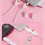 Protectores Kawaii para cable Lightning, set de 2, color blanco con diseño de Hello Kitty, ideal para proteger cargadores de iPhone.