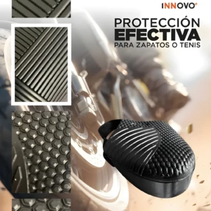 Protector de calzado para moto antideslizante, textura tipo panal y líneas, negro.