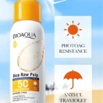 Protector solar spray BIOAQUA Arroz, SPF 50, alta protección, hidratante y aclarante, 150ml.