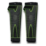 Par de rodilleras de compresión extra largas, negras con detalles en verde neón, soporte estabilizador para alivio articular.