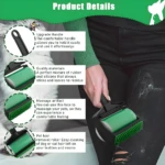 Rodillo quitamotas verde de silicona para eliminar pelo de mascotas de ropa y muebles.