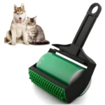Rodillo quitamotas verde lavable de silicona para eliminar pelo de mascotas en ropa y muebles.