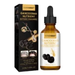 Serum capilar Covergray Ganoderma Nutrient para oscurecimiento natural del cabello, caja negra y gotero ámbar 30ml.