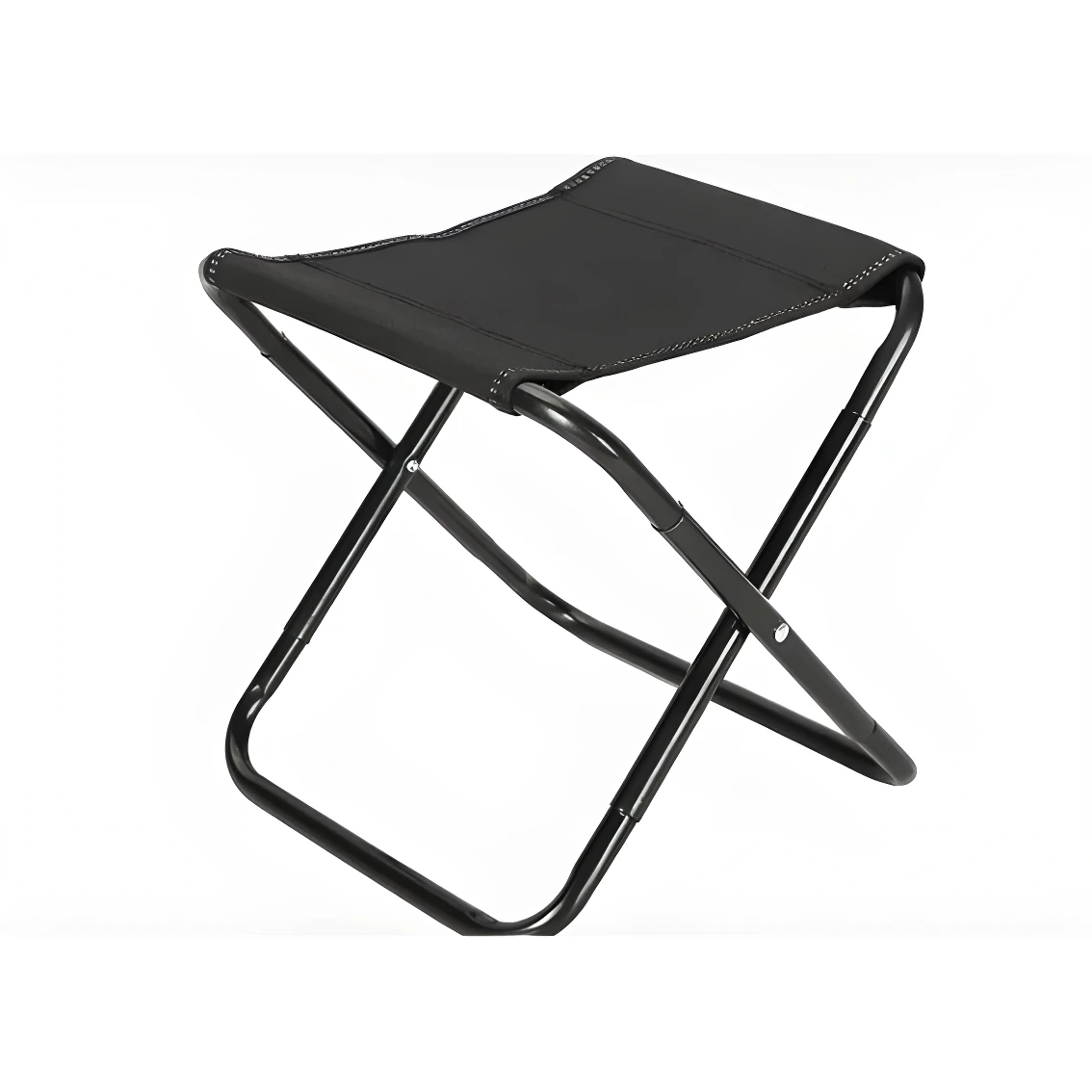 Silla plegable negra ultra liviana para exteriores, asiento de tela resistente y estructura metálica ligera.